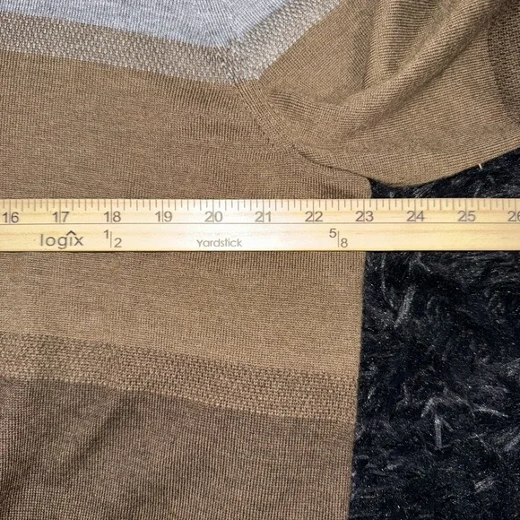 Banana Republic Sweater Mens XL Gray Brown Striped Merino Wool Blend Pullover - Picture 5 of 7